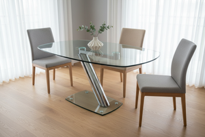 Table en verre - Position fermée avec chrome brillant