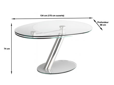 dimension d'une table a manger en verre trempé extensible design italien  - Souffle d'intérieur