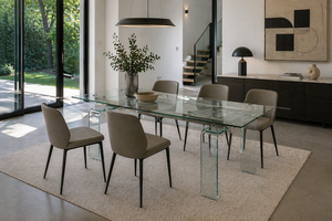 table de salle a manger en verre trempé extensible