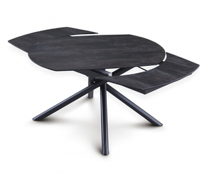 Table extensible Miranda – système rotatif central – ouvert – céramique noir