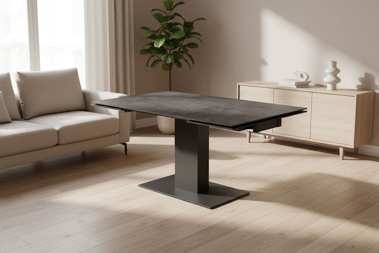 Table à manger extensible en céramique effet rouille bronze - modèle Bond - Souffle d'Intérieur