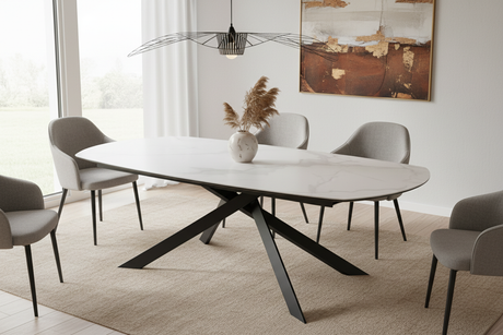 Table Grande Kheops céramique finition mate sans reflets – plateau extensible en situation - AKANTE