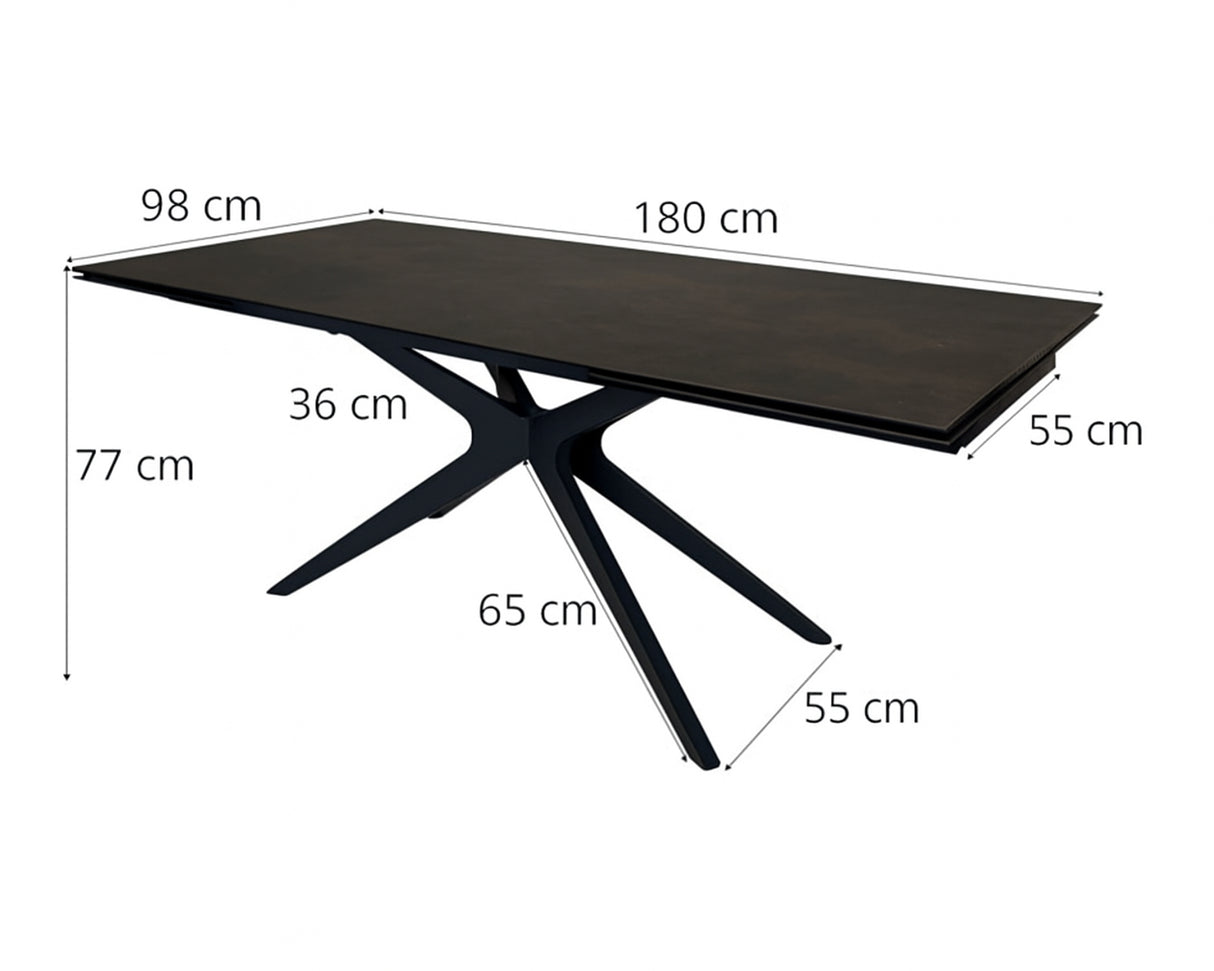 Mesure table de repas extensible en céramique couleur rouille - Pierimport - Souffle d'intérieur