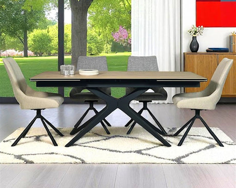 Table de repas extensible en céramique couleur bois - Pierimport - Souffle d'intérieur