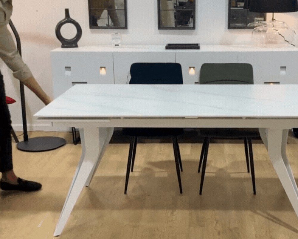 Table céramique extensible marbre blanc - Souffle d'intérieur