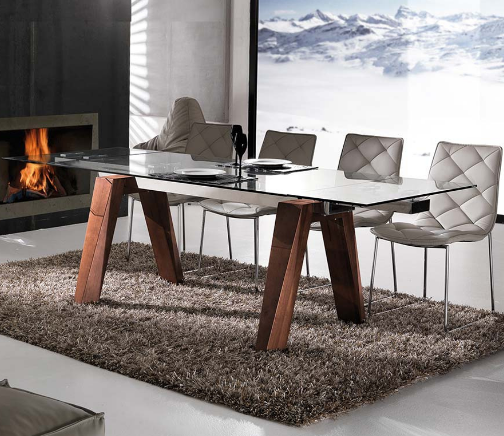 Table en verre extensible de salle à manger et de cuisine - SOUFFLE D’INTÉRIEUR