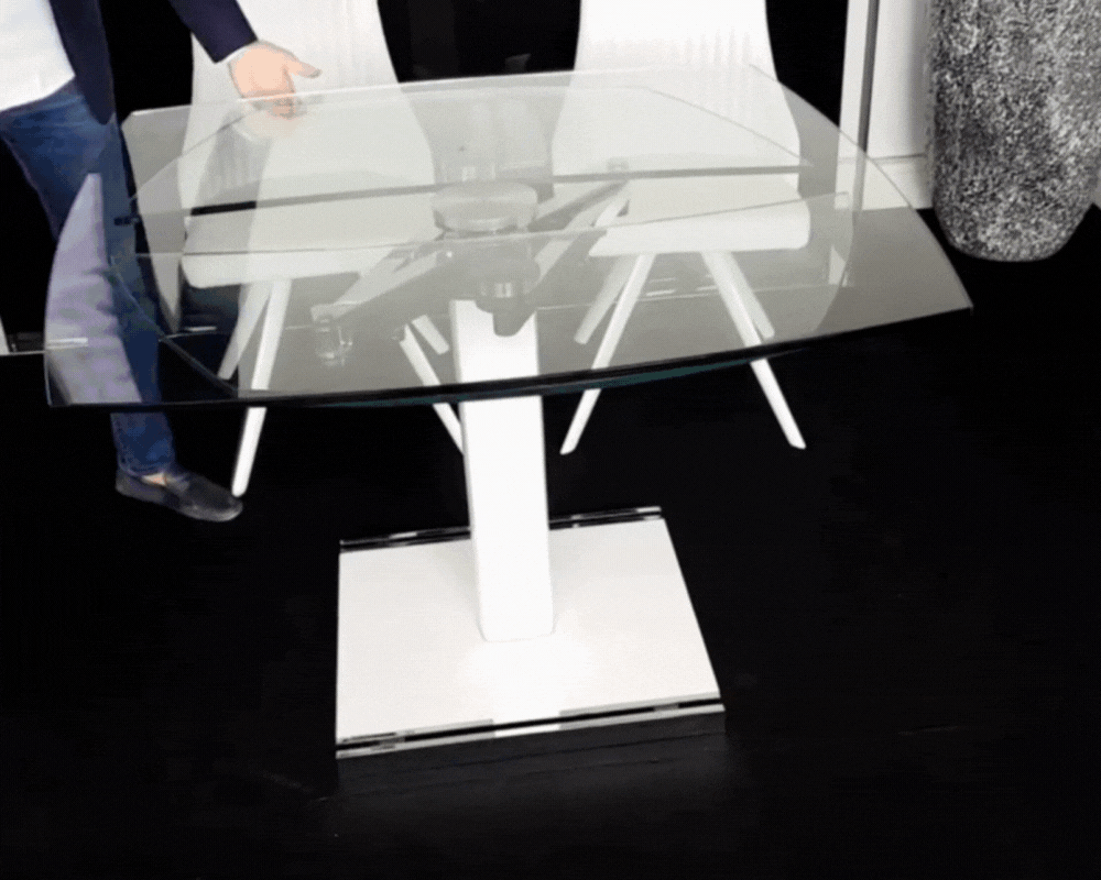 table en verre extensible design