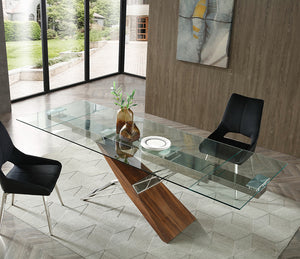 Table a manger en verre extensible design italien pieds mois et métal - Souffle d'intérieur