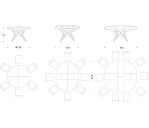 dimensions Table extensible ronde en bois - Souffle d'intérieur