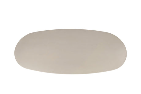 table forme galet de salle à manger en béton ciré beige
