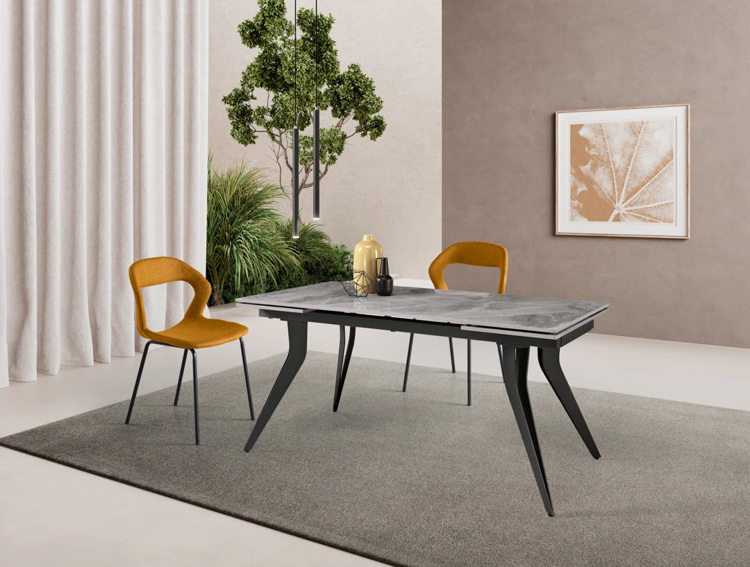 table ceramique extensible en marbre avec 4 pieds en metal