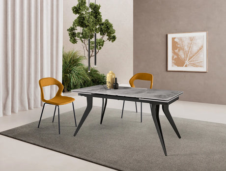 table ceramique extensible en marbre avec 4 pieds en metal