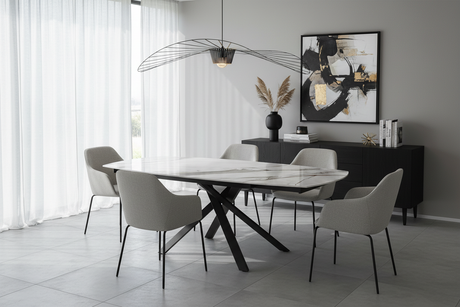 Table Kheops ceramique extensible en salle à manger contemporaine