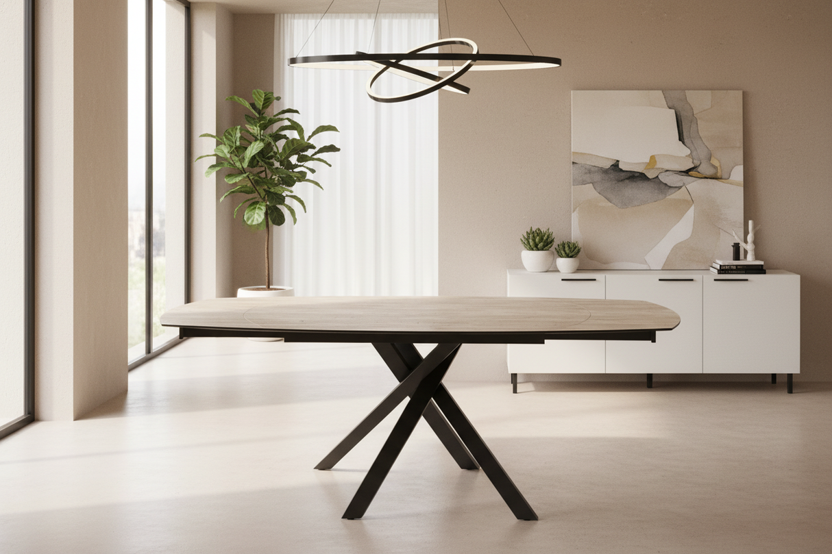Table Kheops akante ceramique extensible dans une salle a manger lumineuse