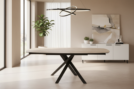 Table Kheops akante ceramique extensible dans une salle a manger lumineuse