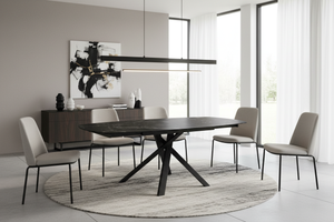 Table Kheops akante ceramique extensible pieds metal croisées en salle à manger contemporaine