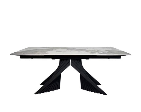 Table à manger extensible- Sirocco - vue de face - céramique effet marbre - Lievens