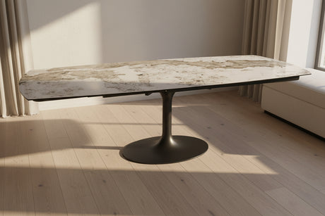 Table à manger Corcovado – plateau ouvert 160 à 240 – marbre calcatta