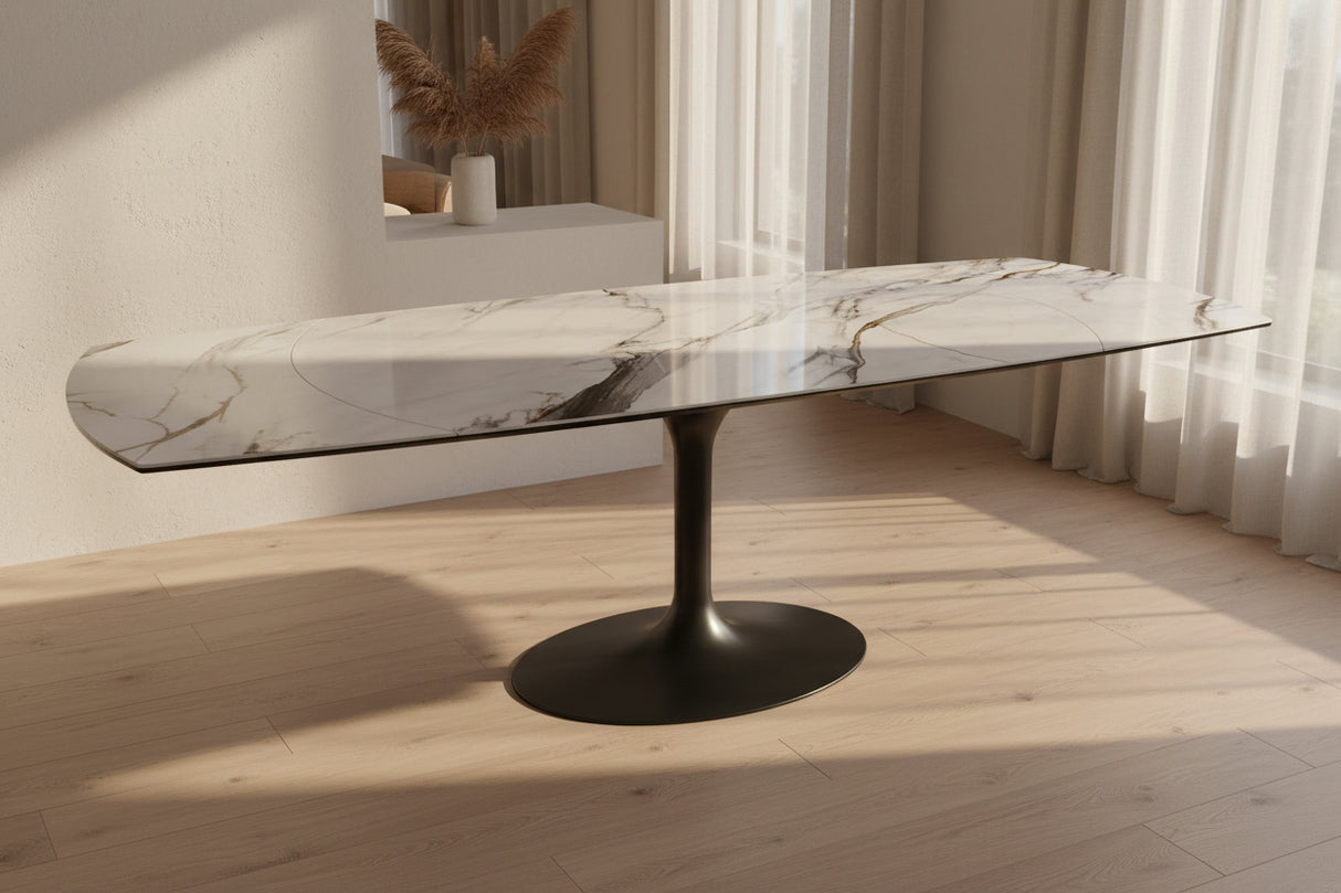 Corcovado céramique extensible rotative – format 160→240 cm ouvert, finition Marbre Fiorentino