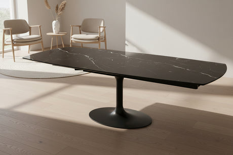 Table à manger Corcovado – plateau ouvert 160 à 240 – marbre marquina