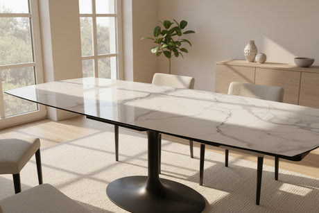 Table à manger Corcovado – plateau ouvert 160 à 240 – marbre mat
