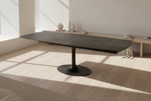 Corcovado céramique extensible rotative – format 160→240 cm ouvert, finition Titane