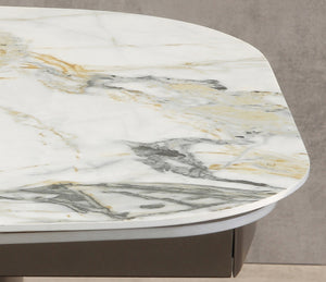 Détail plateau – Tina – céramique effet marbre blanc