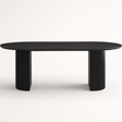 Table à manger ovale noire Lagosy – plateau effet bois 3D et pied design