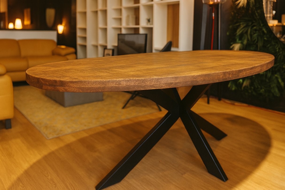 table ovale en bois massif pieds métal noir - Souffle d'intérieur