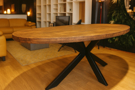table ovale en bois massif pieds métal noir - Souffle d'intérieur