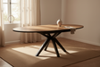 Table de salle à manger extensible Elvira – système d’allonge centrale – ouvert – bois naturel