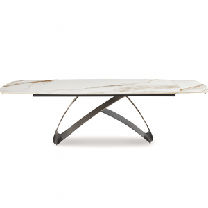 Table ovale extensible en céramique effet marbre Kiny – élégance contemporaine pour salle à manger design
