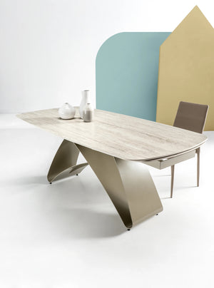 Table ovale extensible en céramique travertin Kiny – design moderne et raffiné Souffle d’Intérieur
