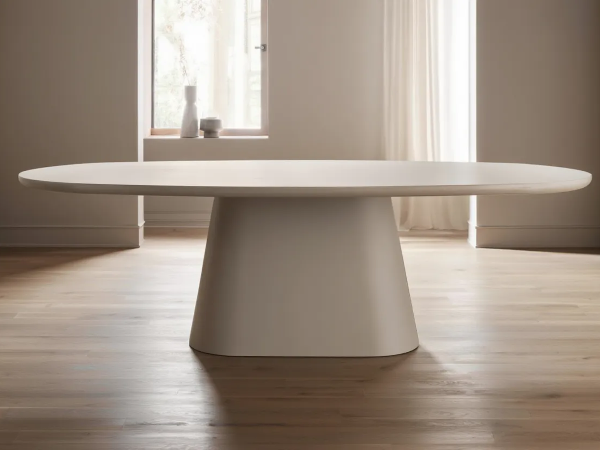 Table à manger ovale béton ciré beige - Tavy