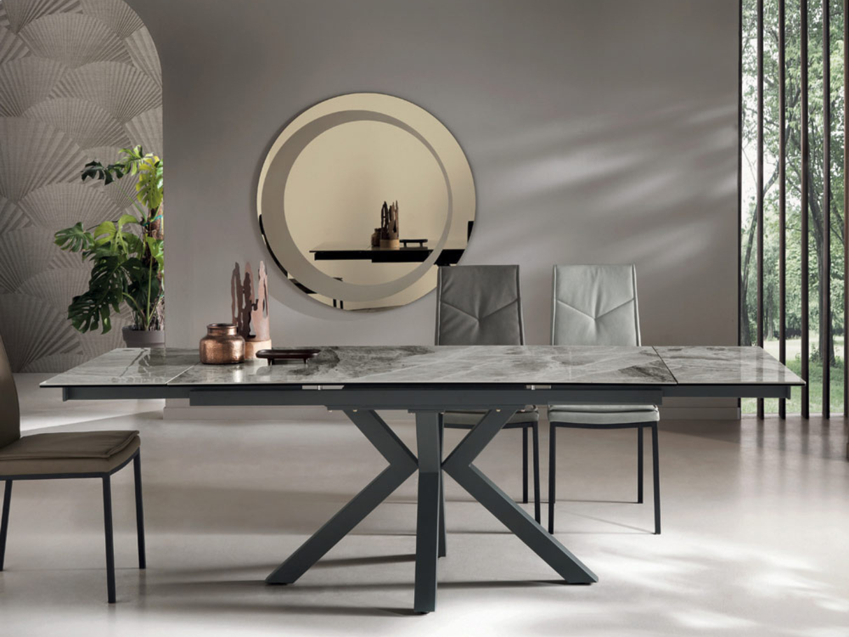 table ceramique extensible avec un plateau effet marbre