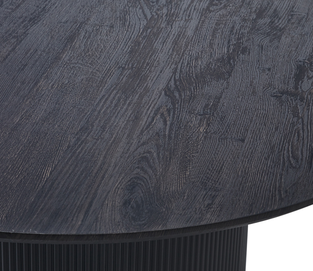 Table ronde de salle a manger effet bois de chêne noir moderne  - Lagosy
