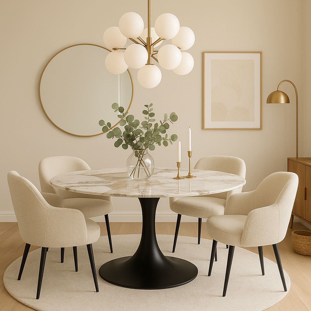 Table ronde pied central tulipe céramique - Calise