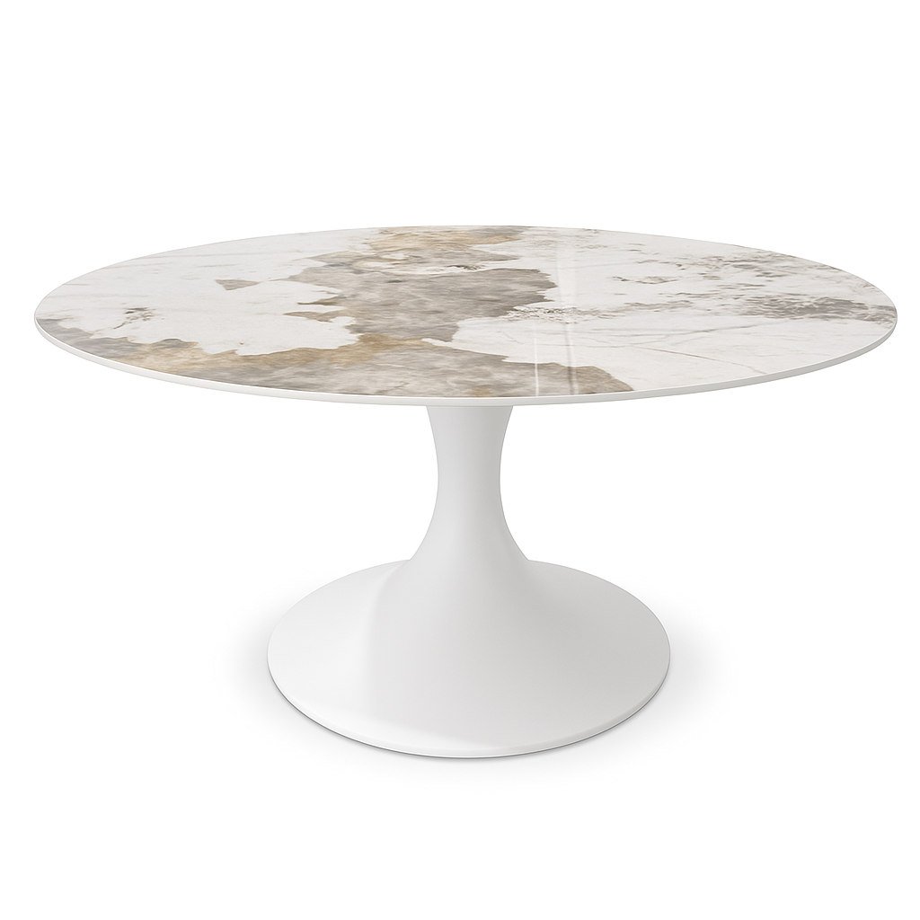 Table ronde pied central tulipe céramique - Calise