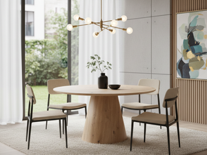 Table à manger ronde en bois clair - Tiguan
