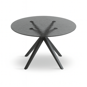 Table ronde pied croix en verre fumé - Fevy