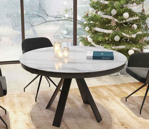 Table ronde en céramique extensible marbre blanc - Souffle d'intérieur