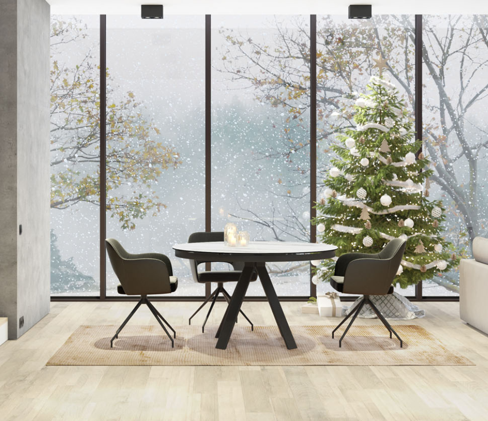 Table ronde en céramique extensible marbre blanc - Souffle d'intérieur