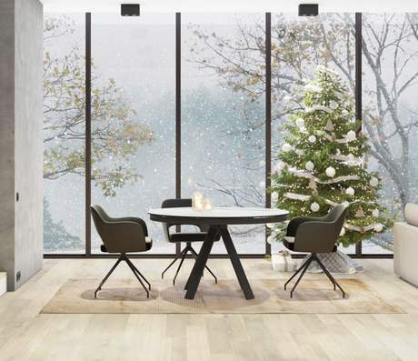 Table ronde en céramique extensible marbre blanc - Souffle d'intérieur