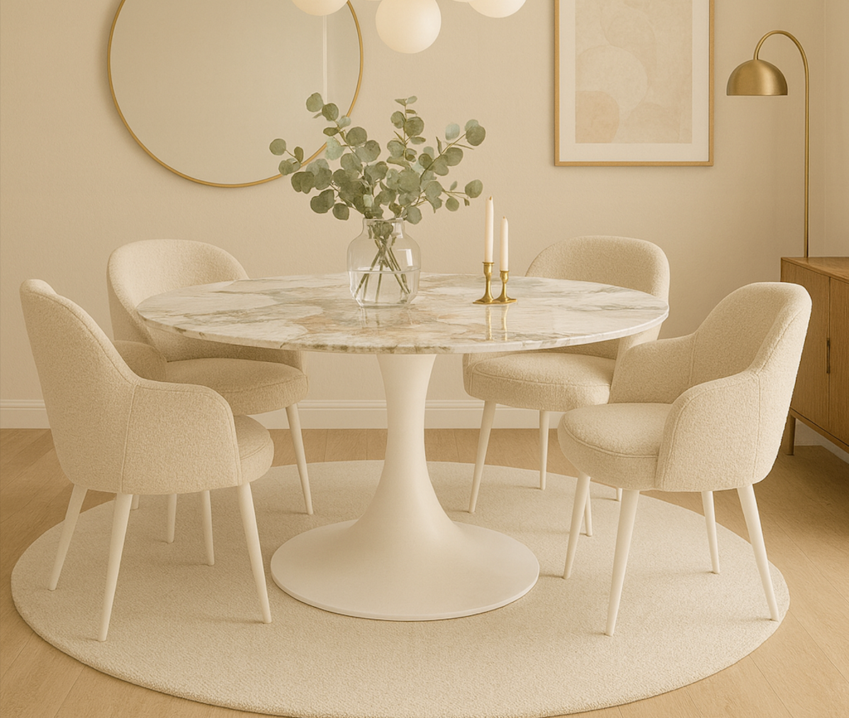 Table ronde pied central tulipe céramique - Calise