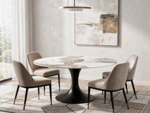 Table ronde pied central tulipe céramique - Calise