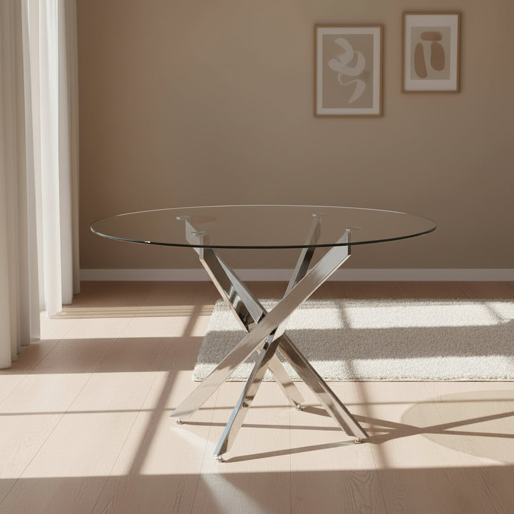 Table ronde en verre - Rousseau - Souffle d'intérieur