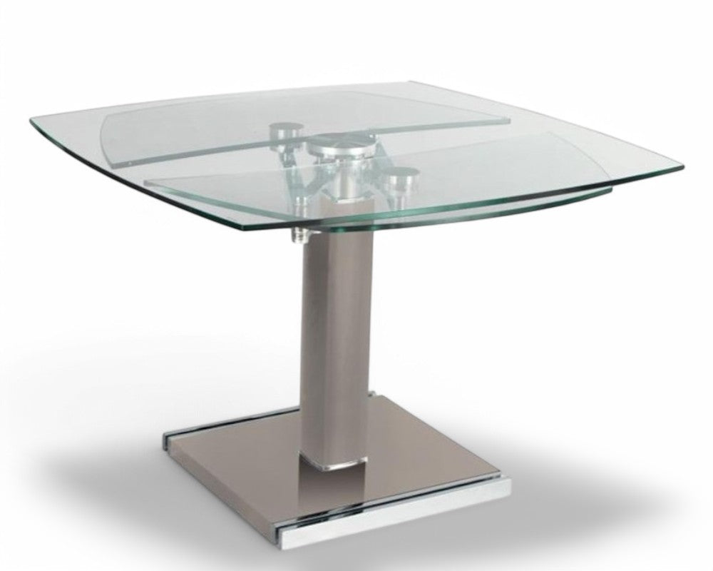 Table en verre extensible design de salle à manger pieds taupe