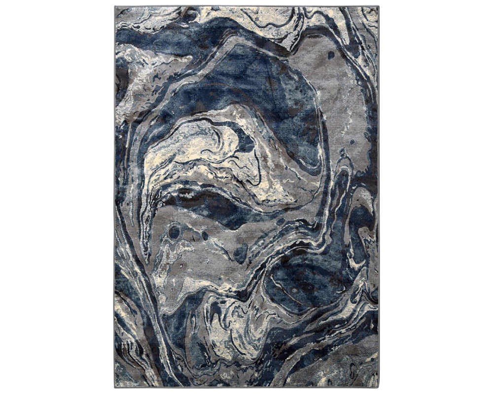 Tapis salon bleu au design moderne rectangulaire - Souffle d'intérieur 