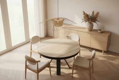 Table travertin plateau dégagé vue haute
