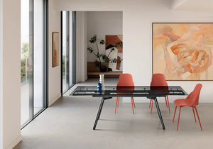 Table extensible verre fumé noir - Tao